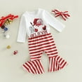 thumbnail image 4 of Odeerbi Baby Girls Clothes Toddler Outfit Christmas Outfit Santa 2025 Long Sleeve Sweatshirt Top Bell Bottoms Pants Set Christmas Clothes White, 4 of 9