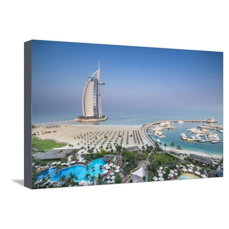 Burj Al Arab From The Jumeirah Beach Hotel Dubai Uae Stretched Canvas Print Wall Art By Jon Arnold