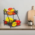 thumbnail image 7 of Auledio 2-Tier Metal Fruit Basket Bowl Holder with handle for Kitchen Countertop in Black, 7 of 7