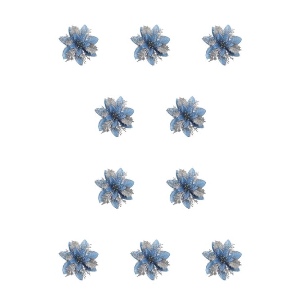 Decoración artificial de flores Bearachild Flor de Navidad Azul claro 10piezas