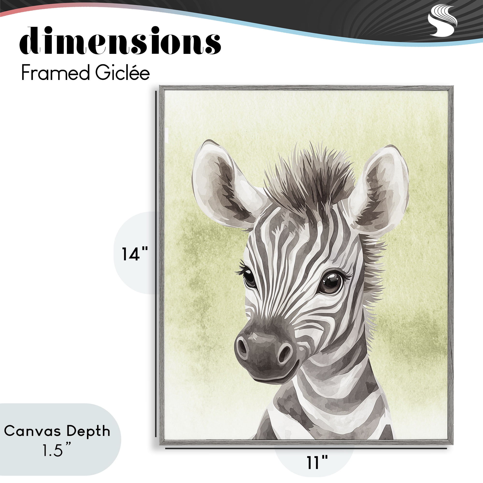 Stupell Industries Jungle Friends Baby Zebra Gray Framed Giclee Art, design by Christine Simpson Art