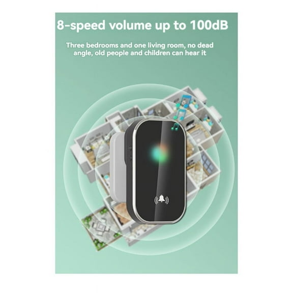Smart Wireless Doorbell 300m Range Home Welcome Door Bell 38 Songs Melodies Distinction Doorbell Chime Black(US)