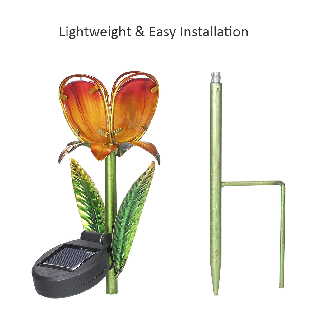 Aibecy Solar Powered Flower Light LEDs Lawn Lamp Decorative Stake Lantern IP55 Water-resistant Lights for Walkway Lawn Garden Landscape Lamps - image 3 of 7