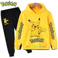thumbnail image 2 of Conjunto de ropa deportiva de algodón con capucha para niño Y niña, sudadera con capucha de Pokémon Pikachu, pantalones, ropa para 2 peces 4 5 6 7 8 9 10 11 12 13 14 Y qym unisex, 2 of 2