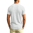 thumbnail image 6 of Plus Size Big & Tall Men's Cotton Stripe Casual Short Sleeve Tee T-Shirt Crewneck Overlap Henley Soft Breathable Moisture Wicking Summer Daily Workout Gym Streetwear Fashion, 6 of 8