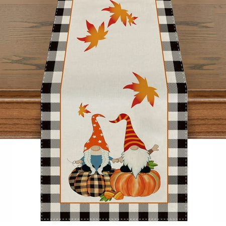 

Clearance Sales Today Deals Prime! Uhuya Thanksgiving Gnomes and Pumpkins In Celebration of Fall Soft Washable Kitchen Table Runner Long Tablecloth 183cm*33cm A