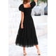 thumbnail image 2 of Vestido PRETTYGARDEN Midi de Tul con Fruncido Negro Talle M, 2 of 7