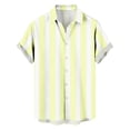 thumbnail image 4 of Mens Vertical Striped Button Down Shirts Cuban Guayabera Camp Collar Short Sleeve Casual Tops, Vintage Old Money Style Summer Soft Lightweight Cardigan Shirt for Resort & Beach Vacation, 4 of 7
