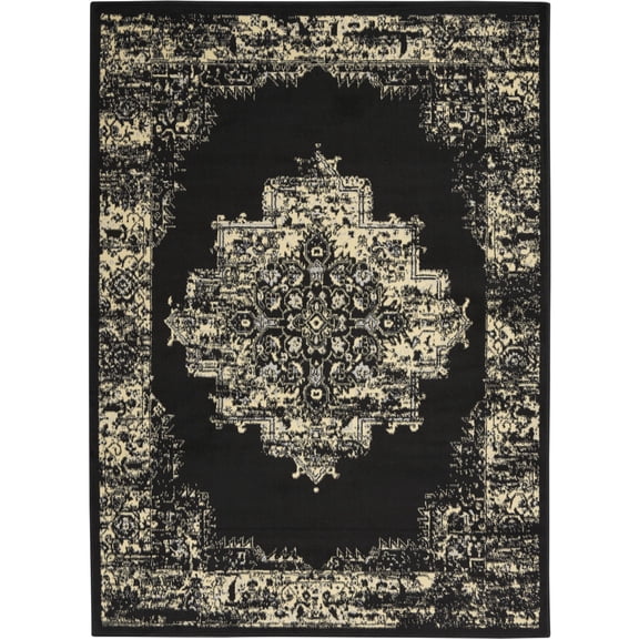 Nourison Grafix GRF14 Indoor Area Rug - Black 3'9" x 5'9"
