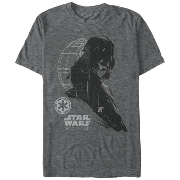 Men's Star Wars Rogue One Darth Vader Profile Shadow Graphic Tee Charcoal Heather 3X Large