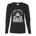 thumbnail image 2 of Dwight Schrute's Gym for Muscles Pop Culture Womens Graphic Long Sleeve T-Shirt, Black, Small, 2 of 3