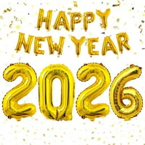 Tumao 2026 Gold Foil Numbers Balloons(40 Inch) Happy New Year Balloon Decorations Kit(16 Inch), 2026 Gold Balloon Number, New Years Eve Party Supplies, 2026 Signs Props Balloons Decorations