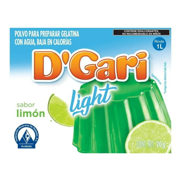 Polvo para preparar gelatina D' Gari Sin Azúcar de agua sabor limón 20 g