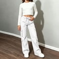 thumbnail image 5 of Dagugfen Cargo Pants for Girls Boys Loose Fitted Elastic Waist Full Length Pants with Multi Pockets(7-8 Years,White), 5 of 9