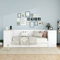 thumbnail image 3 of Euroco Wood Twin Size Daybed with Trundle, Storage Cabinets with Shelves and Drawers, Charging Station Sofa Bed, White, 3 of 19