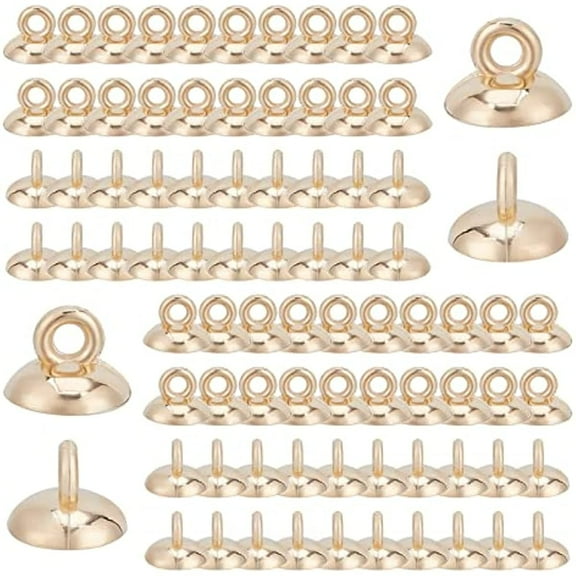 200Pcs Bail Cap Silver Bead Cap 10mm Cover Bead Caps with Loop End Cap Clasp Round Dangle Charm Connector