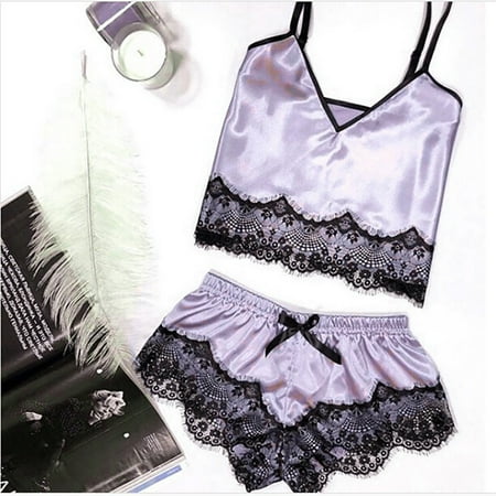 

Bessbest New Year Womens Satin Sling Sleepwear Lingerie Lace Bowknot Nightdress Underwear