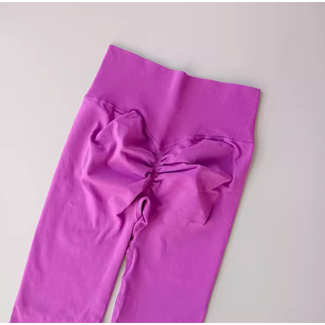 Pantalones deportivos sin costuras para Yoga, mallas deportivas de cintura alta, transparentes, para Yoga, gimnasio, correr, pantalones de secado rápido, pantalones con fruncido en la parte de atrás