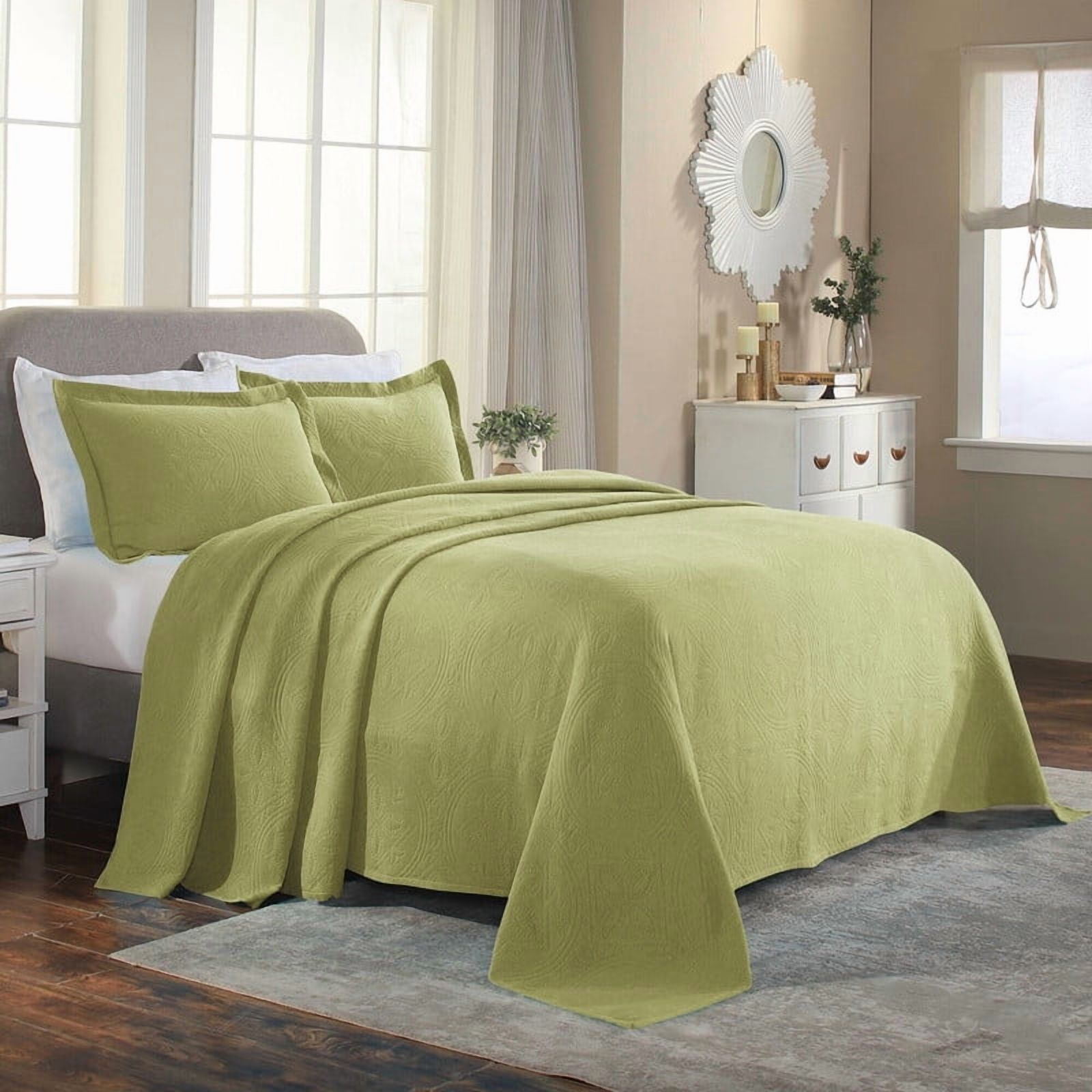 Superior Celtic Circle Cotton Bedspread and Sham Set, 3-Piece Decorative Breathable Bedspreads, Full, Sweet Pea