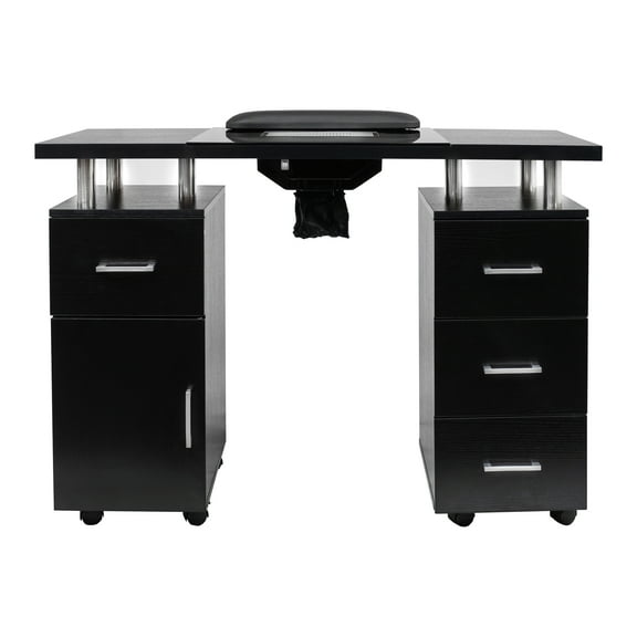 Manicure Table GLASS GLOW BLACK II Salon Nail Table Salon Furniture & Equipment, Light Version