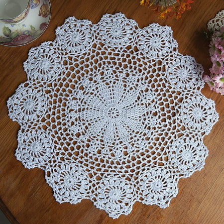 Meigar 14.5-inch Round Handmade Cotton Crochet Doilies, Vintage Placemat  Crocheted Lace Doilies Flower Table Fabric Cloth Coasters Doily