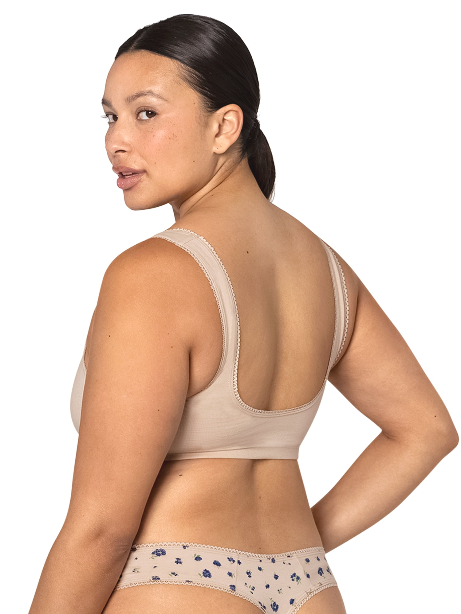 fresh collection by Fruit of the Loom Women's Cotton Tank Bralette and Thong Set