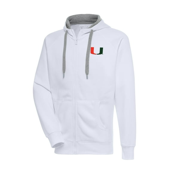 Men's Antigua White Miami Hurricanes Big & Tall Victory Full-Zip Hoodie