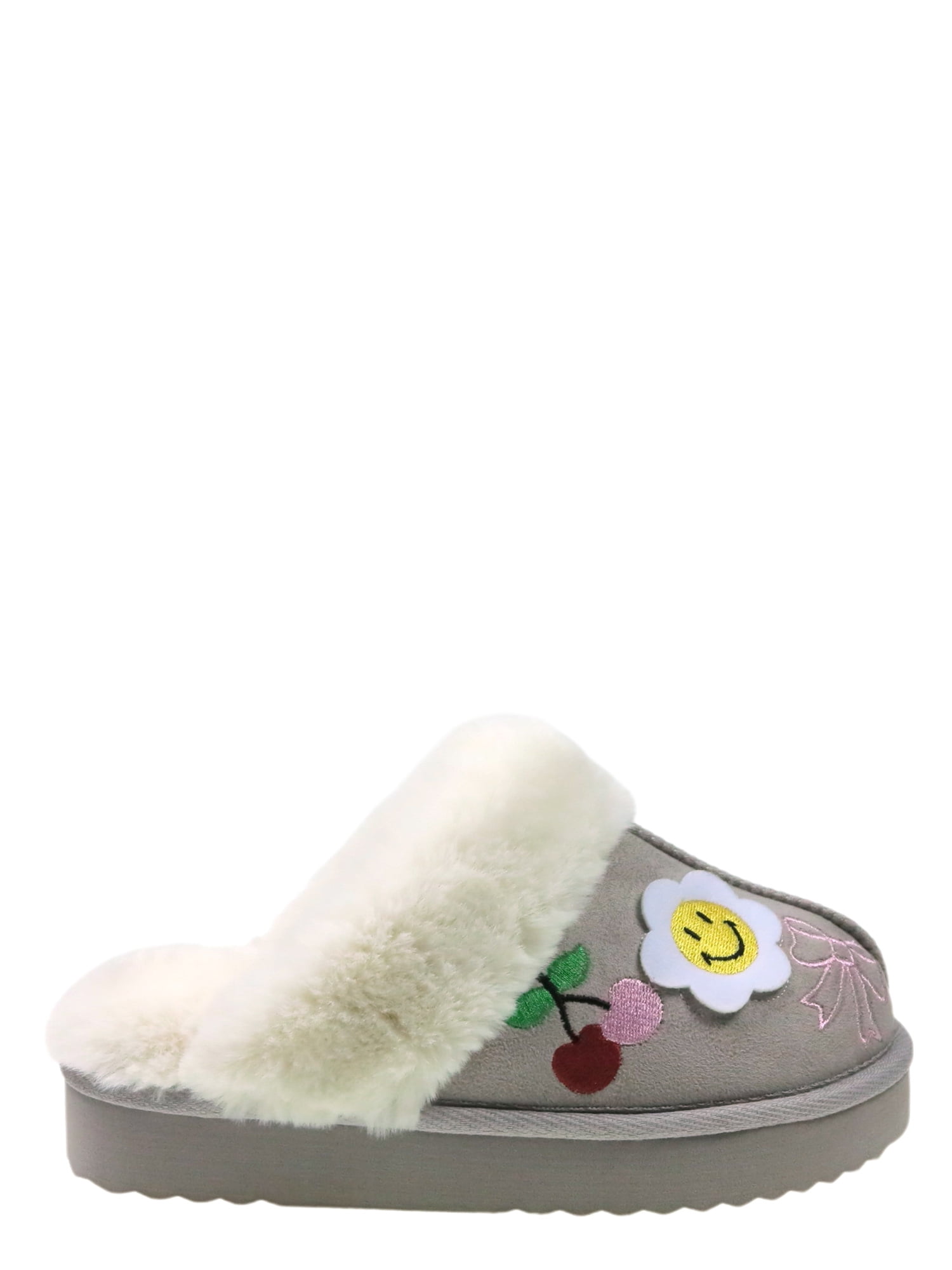 Wonder Nation Girls Scuff Slippers With Faux Fur Trim