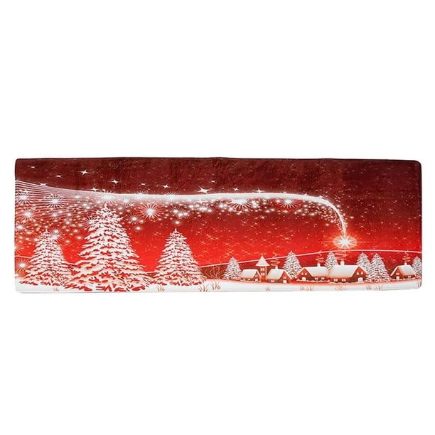 Alfombril De Resistente Al Deslizamiento Respaldo De Látex Felpudo De Bienvenida Para Cocina Salón, Estilo Navidad, 71 X 24 Pulg de nieve Baoblaze Alfombra para el piso Alfombrilla para la puerta