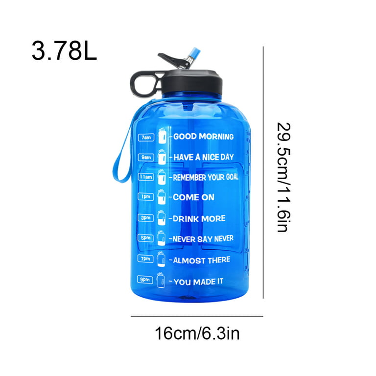Motivational Gallon Water Bottle Time Marker Quotes Plastic Outdoor Sports  Workout Training Jug with Handle Accessories