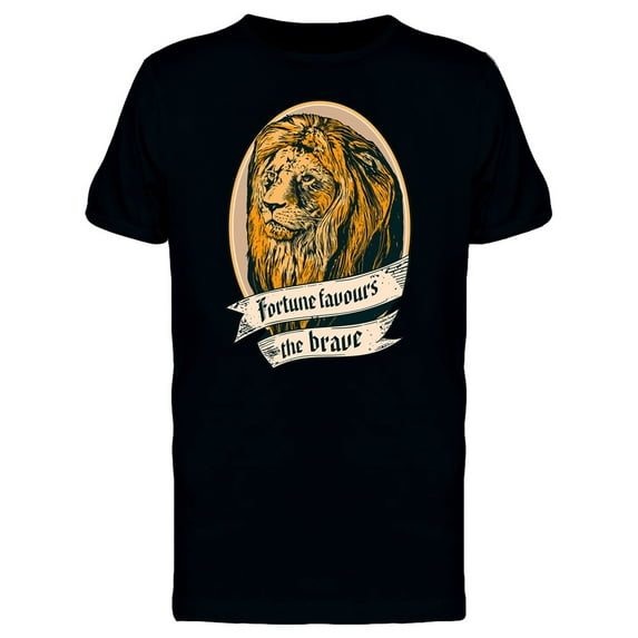 Fortune Favours The Brave Lion T-Shirt Men -Image by Shutterstock, Male x-Large