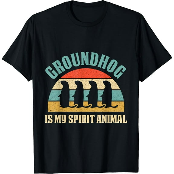 Vintage Groundhog Is My Spirit Animal Tee Groundhog Day Gift T-Shirt Shirts