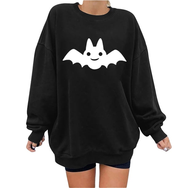 Blusa holgada de manga larga con estampado de otoño a la moda de Halloween para mujer, jersey informal de cuello redondo, Tops, sudadera Fridja fjkfkj7195