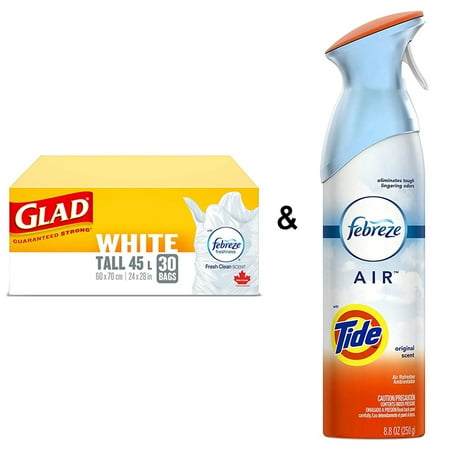 Glad® Clear Garbage Bags, Tall 45 Litres, Febreze Fresh Clean Scent, 30 Trash  Bags, Glad Canada