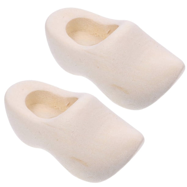 1 Pair Doll House Mini Wooden Shoes DIY Miniature Wooden Shoes Unfinished Wood Shoes