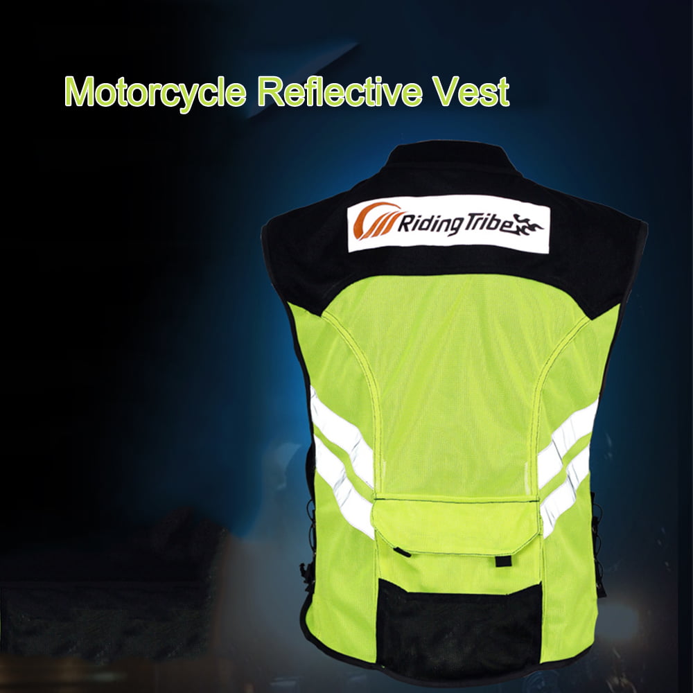 Green XXL A.B Crew Reflective Motorcycle Biker Vest with Pockets High Visibility Base Safety Vest for Cycling Sport Street Racing