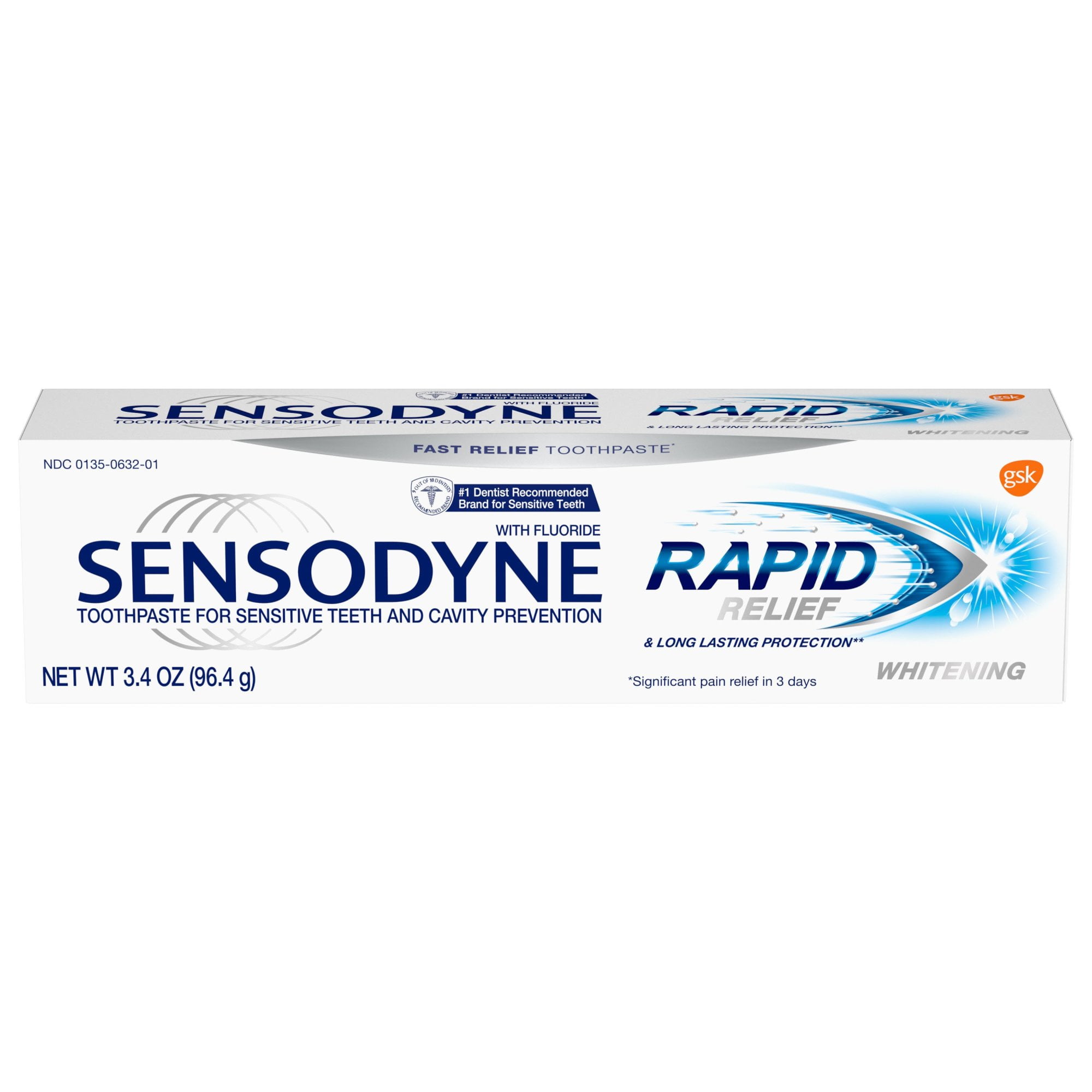 Sensodyne Rapid Relief Extra Whitening Toothpaste With Fluoride 3 4 Oz Walmart Com Walmart Com