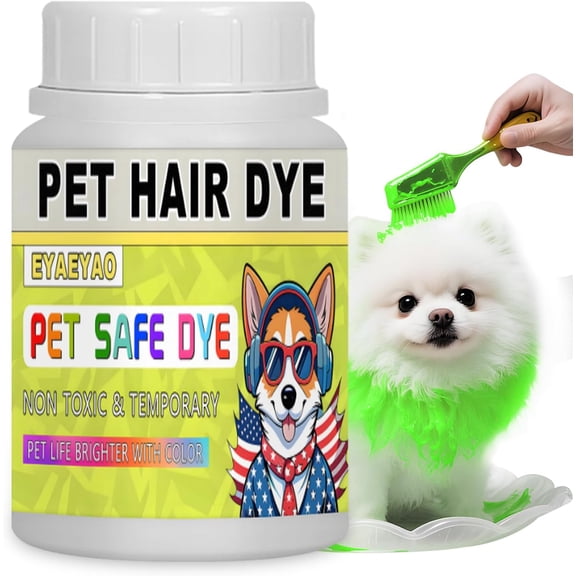 EYAEYAO Green Dog Hair Dye 7 fl oz - Pet-Safe Permanent Grooming Dye with Bright Color for Dogs & Furry Pet
