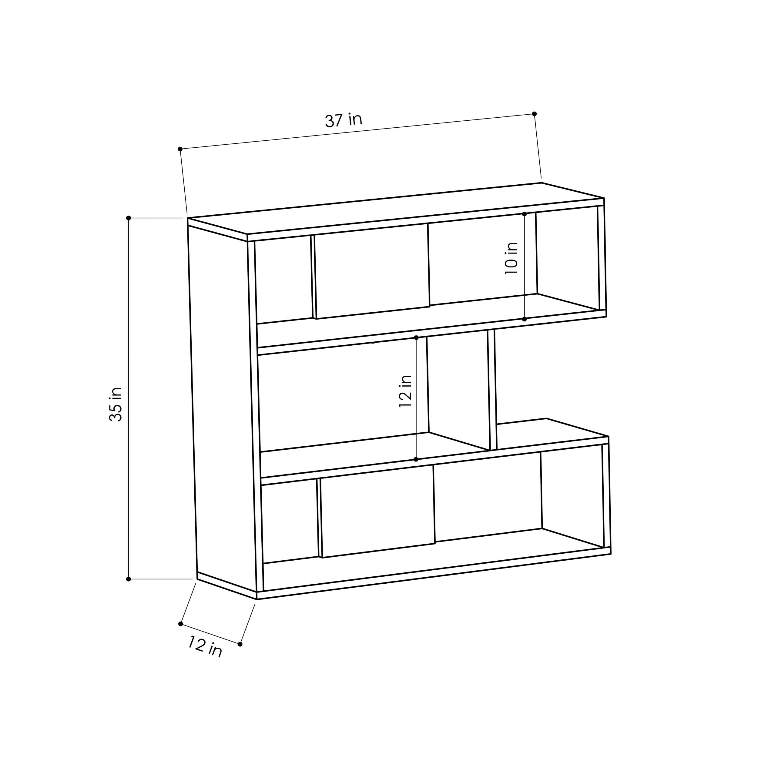 Ada Home Decor Beethoven 3 Tier Open Shelf Modern Bookcase, White