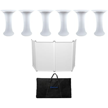 (6) Eliminator Club Scene Highboy Tables w/White Scrim Carry Bag DJ Facade