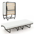 thumbnail image 4 of Gymax Portable Foldable Guest Bed w/ Solid Wood Slats & Metal Frame Rollaway Bed for Adults w/ Wheel, 4 of 10