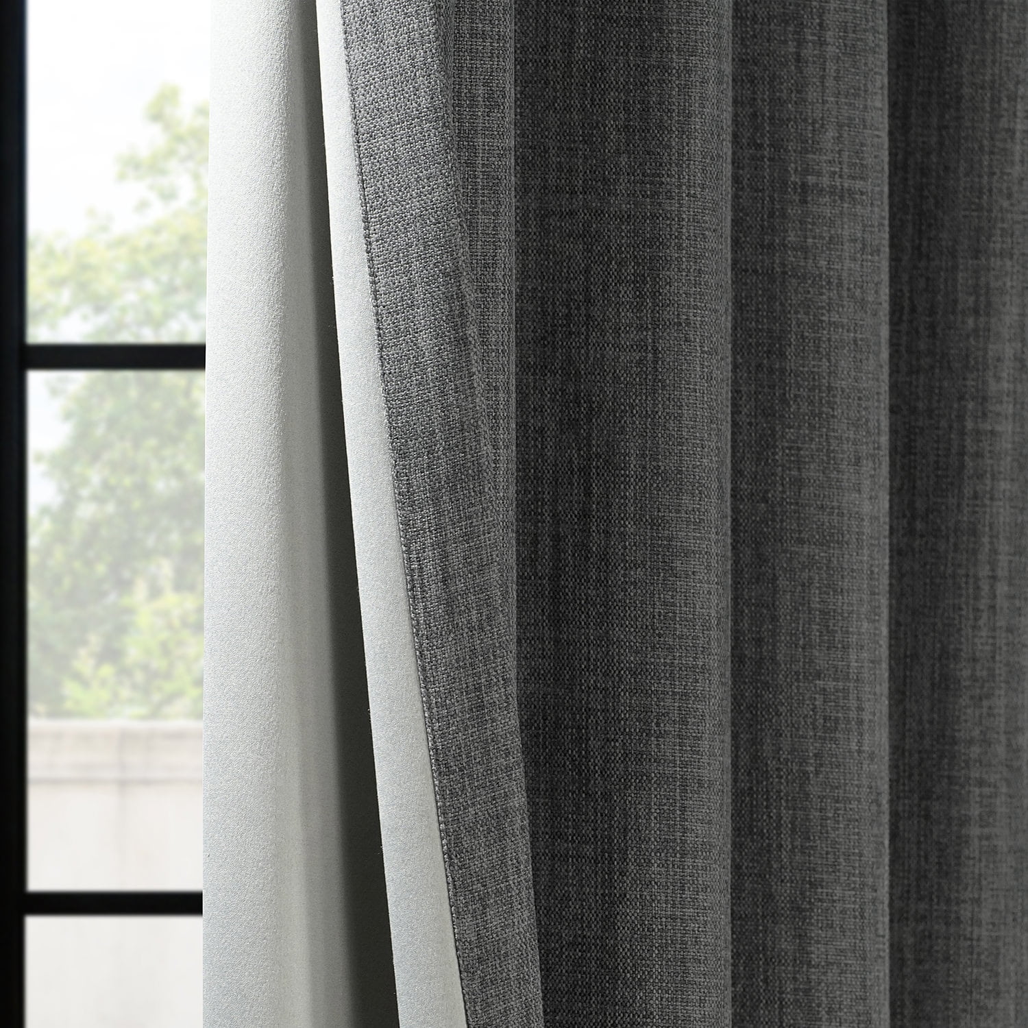 HPD Half Price Drapes Dark Gravel Grommet Faux Linen Room Darkening Curtains for Bedroom & Living Room Curtains (1 Panel), Door & Window Curtains 120 inches long, Grommet Curtains, 50W X 120L