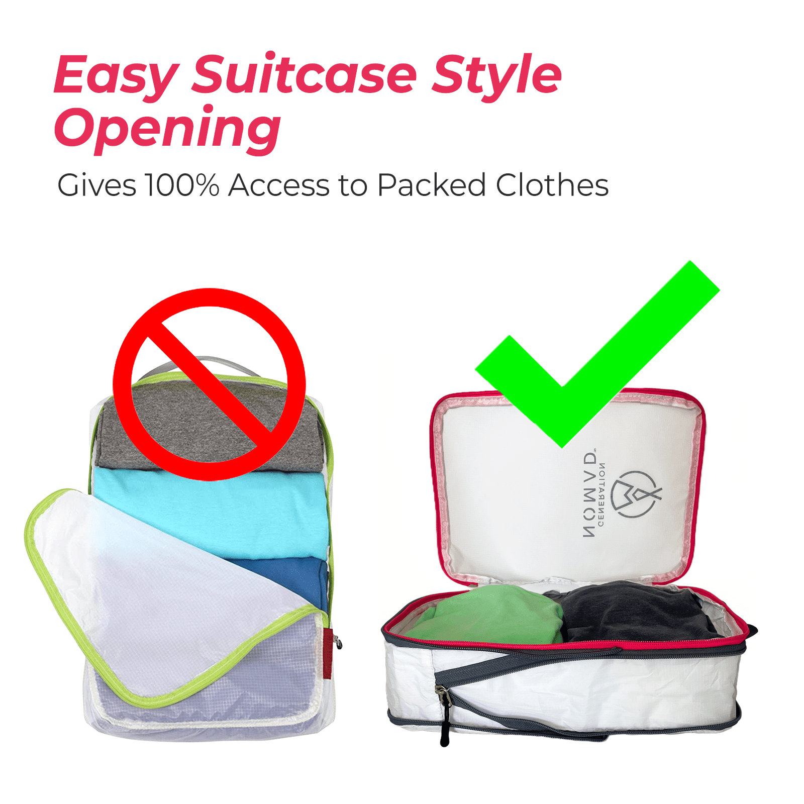 Generation Nomad Compression Packing Cubes for Travel | Best Compression Packing Cubes | Set of 2 BLACK