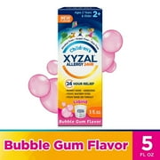 Xyzal 24 Hour Children's Antihistamine Medicine for Kids Allergy Relief, 2.5 mg Levocetirizine, Bubble Gum Flavor, 5 fl oz (Pack of 4)