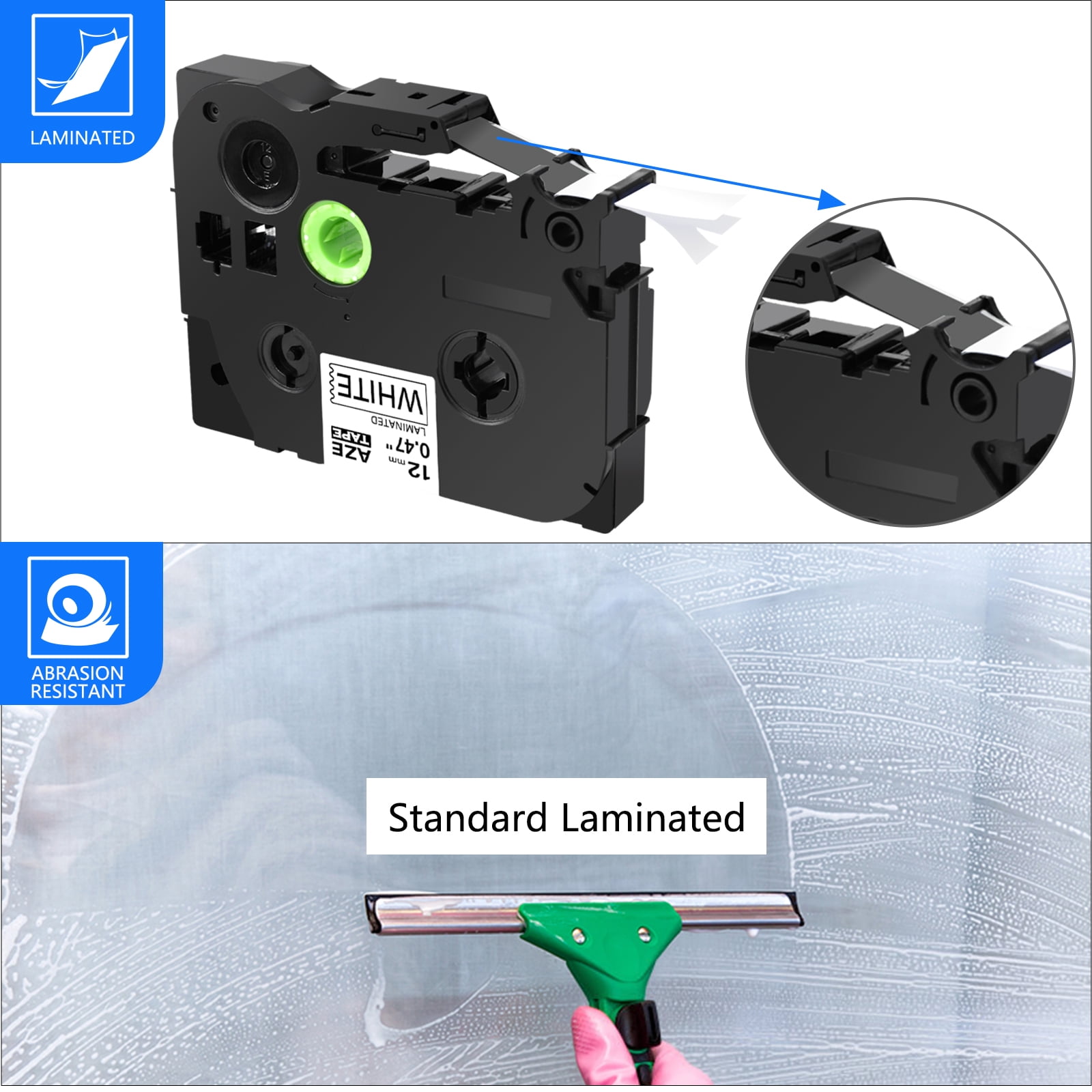 GREENCYCLE 10 Pack Compatible for Brother P-touch TZe-231 TZe231 TZ-231 TZ231 0.47'' 12mm Black on White Label Maker Tape for PT-D210 PT-H110 PT-D400 PT-D600