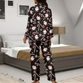 thumbnail image 7 of Kuiaobaty Santa Claus Candy Snowflake Print Pajama Sets for Women Comfy Lounge Set Long Sleeve Sleepwear Button Down Tops and Pants Nightgown Outfits with Pockets Holiday Party Pjs, Size XL, 7 of 7