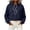 Navy, variant on hoksml Women Solid Cropped Drawstring Hoodie Drop Shoulder Long Sleeve Pullover Sweatshirt for Casual Street Daily Wear