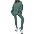 thumbnail image 2 of AINIYS Sweatsuit for Women Long Sleeve Round Neck Cropped Sweatshirts Pullover and Slim Pants Loose Sports Outfits Green M, 2 of 9