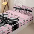 thumbnail image 3 of Homewish Vintage Graffiti Bowknot Zipper Full Size Comforter Sets with Fitted Sheet and 2 Pillowcases,Geometric Circle Print Zipper Bedding Set For Kids Girls,Pink Reversible,4-Piece, 3 of 7