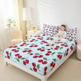 thumbnail image 3 of Manfei Cartoon Cherry 4-Piece Full Size Sheets,Kawaii Food Bed Sheets,Cute Fruit Lightweight Sheet Sets,Dreamy Room Decoration, 3 of 6